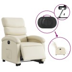 vidaXL Fotoliu rabatabil electric cu ridicare, crem, piele ecologică