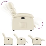 vidaXL Fotoliu rabatabil electric cu ridicare, crem, piele ecologică