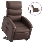 vidaXL Fotoliu rabatabil electric cu ridicare, maro, piele ecologică