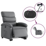 vidaXL Fotoliu rabatabil electric cu ridicare, gri, piele ecologică