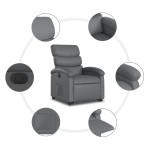 vidaXL Fotoliu rabatabil electric cu ridicare, gri, piele ecologică