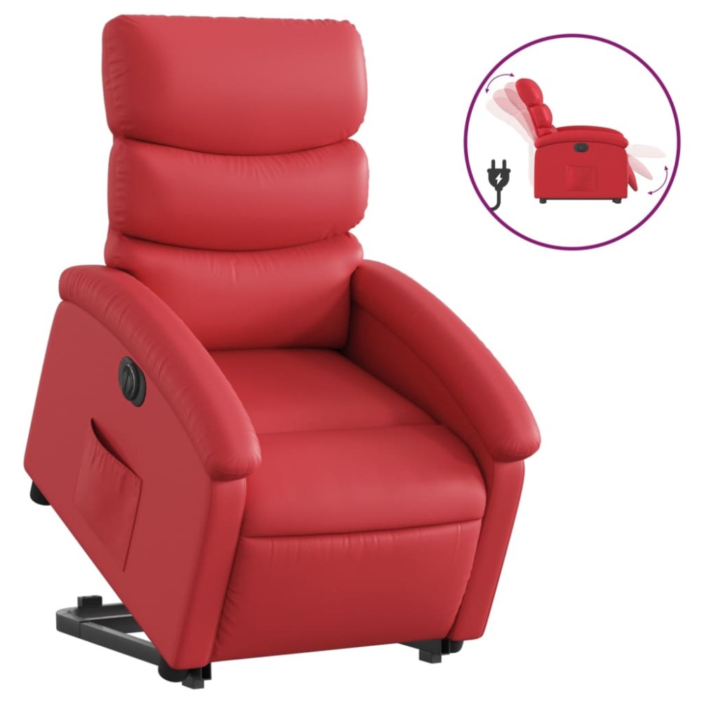 vidaXL Fotoliu rabatabil electric cu ridicare, roșu, piele ecologică