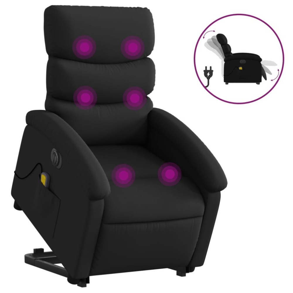 vidaXL Fotoliu electric masaj rabatabil cu ridicare, negru