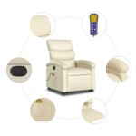vidaXL Fotoliu electric masaj rabatabil cu ridicare, crem