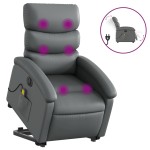 vidaXL Fotoliu masaj rabatabil electric cu ridicare, gri, piele eco