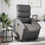 vidaXL Fotoliu masaj rabatabil electric cu ridicare, gri, piele eco