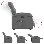 vidaXL Fotoliu masaj rabatabil electric cu ridicare, gri, piele eco