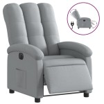 vidaXL Fotoliu rabatabil electric, gri deschis, textil
