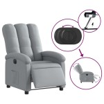 vidaXL Fotoliu rabatabil electric, gri deschis, textil
