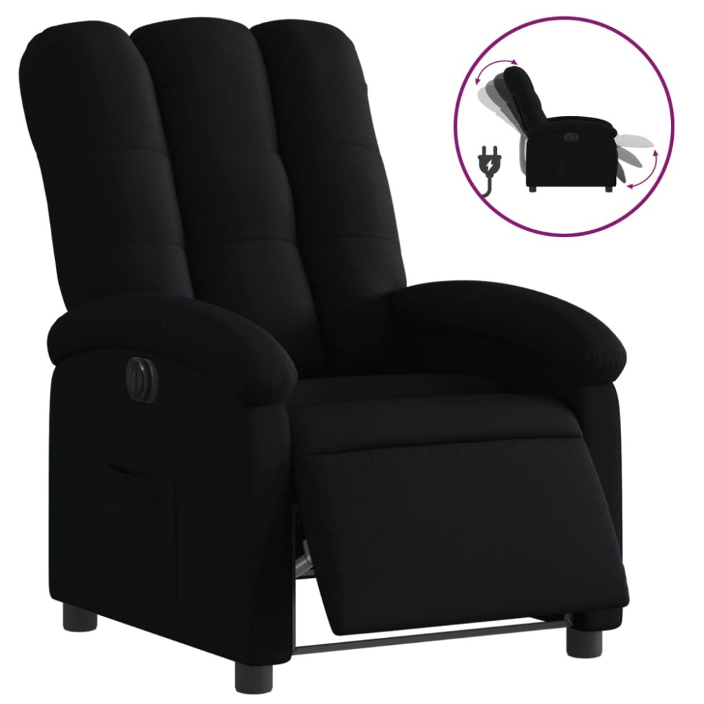 vidaXL Fotoliu rabatabil electric, negru, material textil