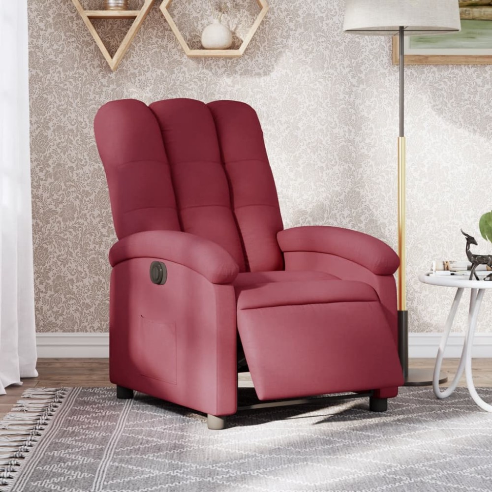 vidaXL Fotoliu rabatabil electric, roșu vin, material textil