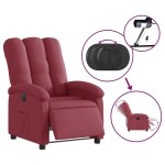 vidaXL Fotoliu rabatabil electric, roșu vin, material textil