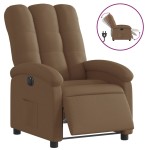 vidaXL Fotoliu rabatabil electric, maro, material textil