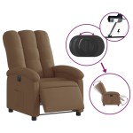 vidaXL Fotoliu rabatabil electric, maro, material textil