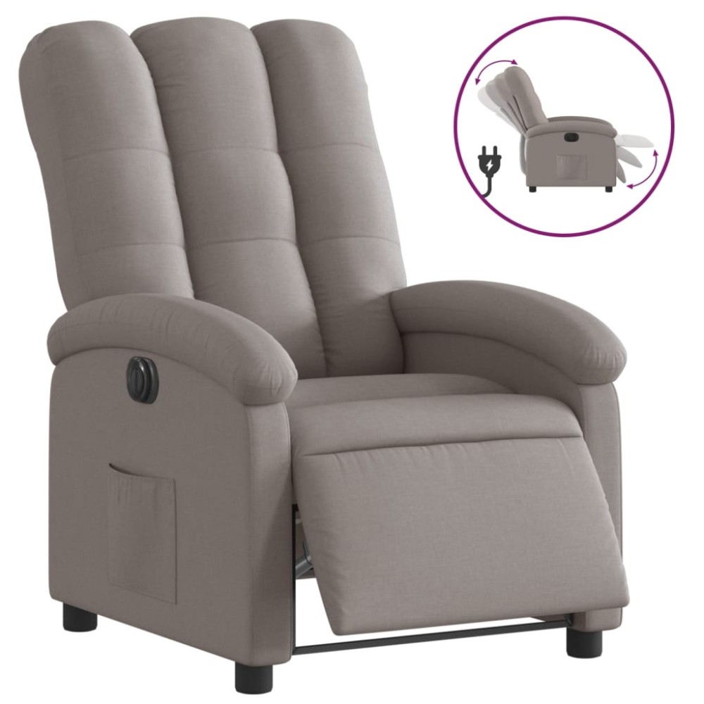 vidaXL Fotoliu rabatabil electric, gri taupe, material textil