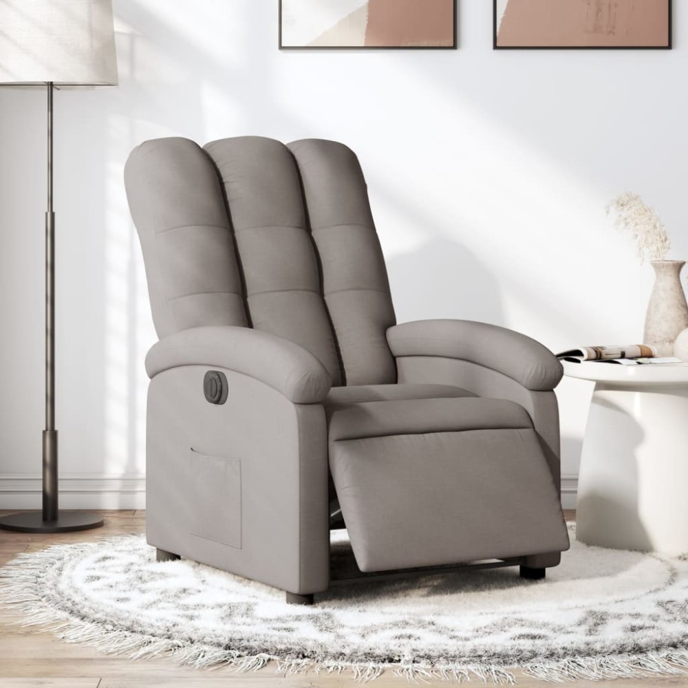 vidaXL Fotoliu rabatabil electric, gri taupe, material textil