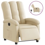 vidaXL Fotoliu rabatabil electric, crem, material textil