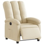 vidaXL Fotoliu rabatabil electric, crem, material textil