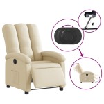 vidaXL Fotoliu rabatabil electric, crem, material textil