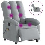 vidaXL Fotoliu electric de masaj rabatabil, gri deschis, microfibră