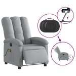 vidaXL Fotoliu electric de masaj rabatabil, gri deschis, microfibră