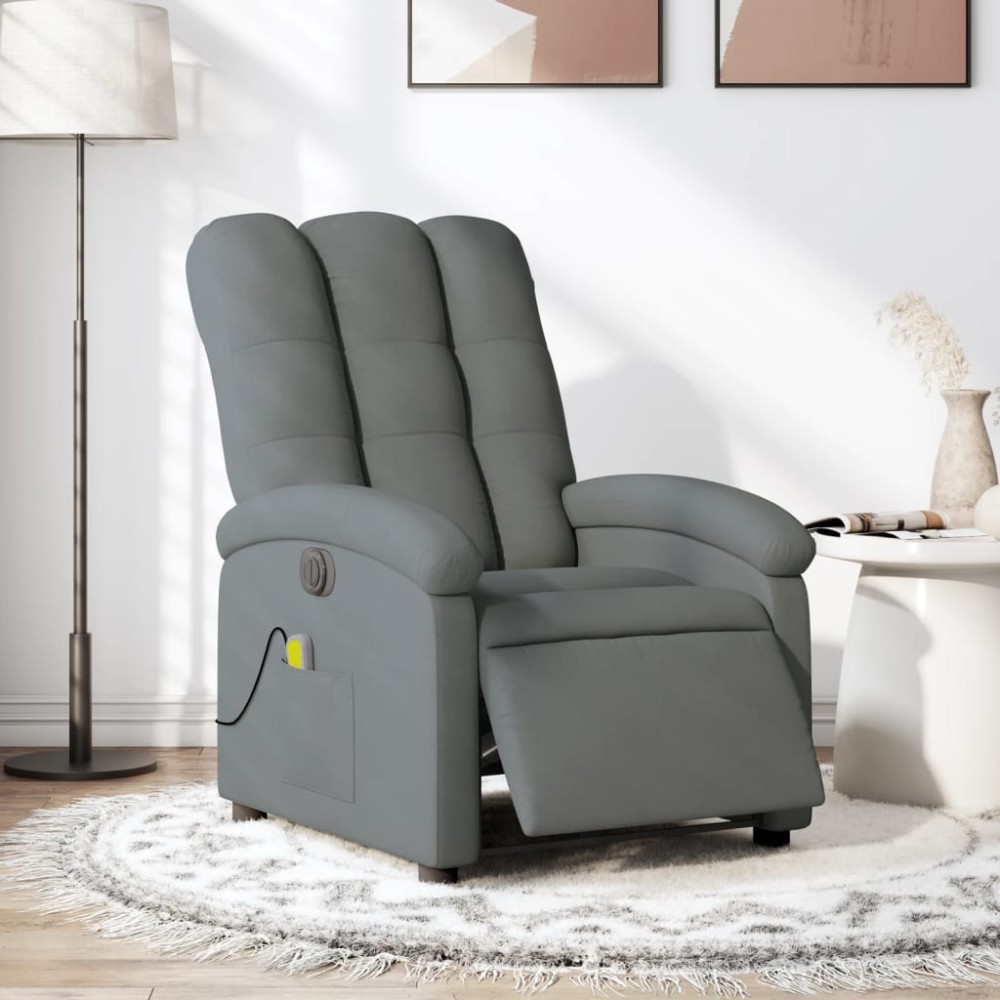 vidaXL Fotoliu electric de masaj rabatabil, gri închis, textil