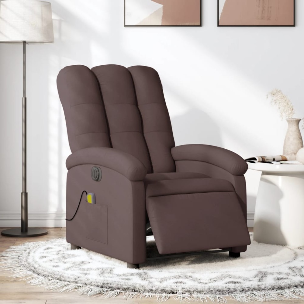 vidaXL Fotoliu electric de masaj rabatabil, maro închis, textil