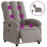 vidaXL Fotoliu electric de masaj rabatabil, gri taupe, textil