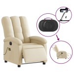 vidaXL Fotoliu electric de masaj rabatabil, crem, textil