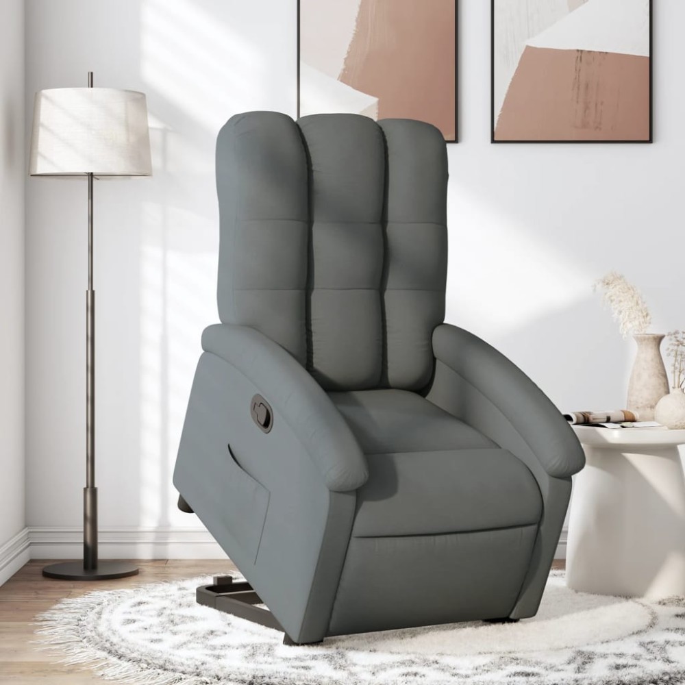 vidaXL Fotoliu rabatabil cu ridicare pe verticală, gri închis, textil