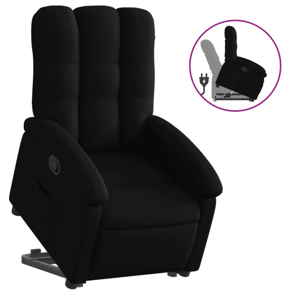 vidaXL Fotoliu rabatabil cu ridicare pe verticală, negru, textil