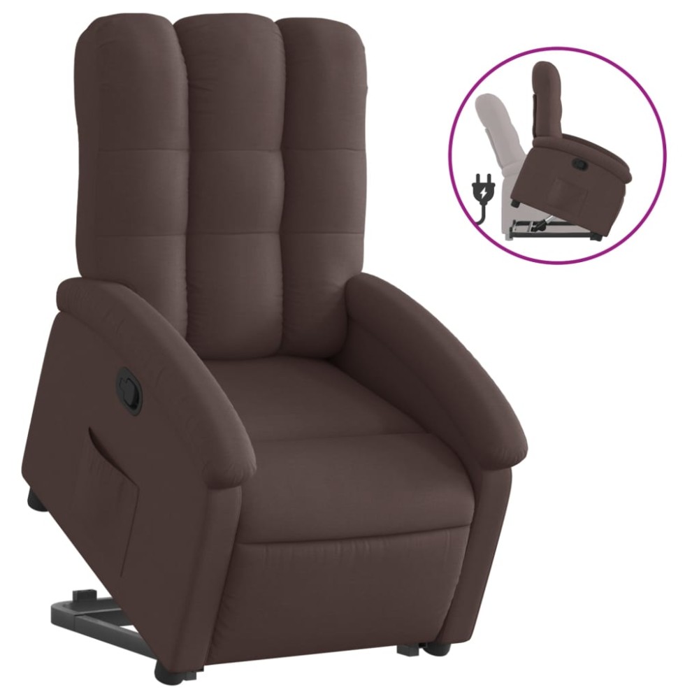 vidaXL Fotoliu rabatabil cu ridicare pe verticală, maro închis, textil