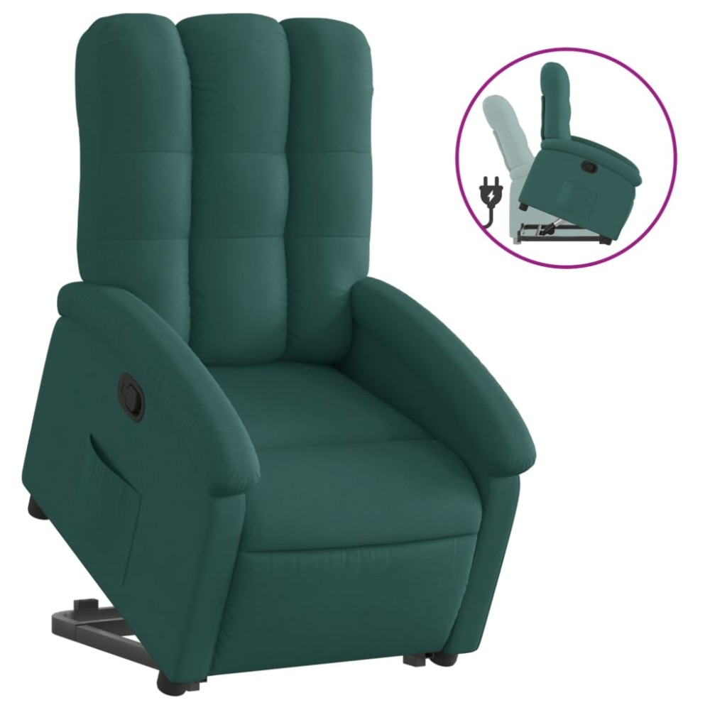 vidaXL Fotoliu rabatabil ridicare pe verticală, verde închis, textil