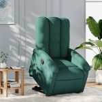 vidaXL Fotoliu rabatabil ridicare pe verticală, verde închis, textil vidaXL Fotoliu rabatabil ridicare pe verticală, verde închis, textil