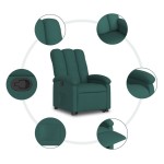 vidaXL Fotoliu rabatabil ridicare pe verticală, verde închis, textil vidaXL Fotoliu rabatabil ridicare pe verticală, verde închis, textil