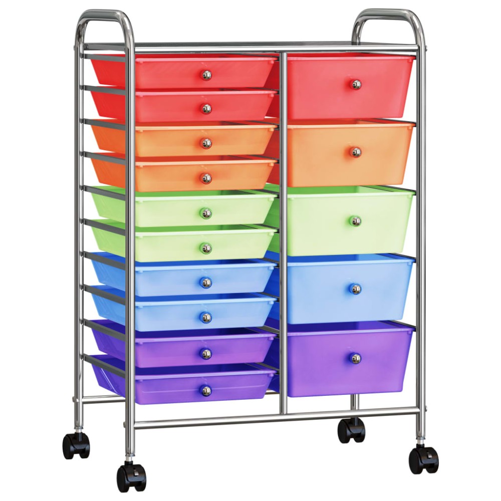 vidaXL Cărucior depozitare mobil cu 15 sertare XXL multicolor plastic