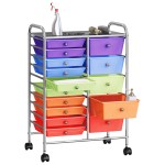 vidaXL Cărucior depozitare mobil cu 15 sertare XXL multicolor plastic vidaXL Cărucior depozitare mobil cu 15 sertare XXL multicolor plastic