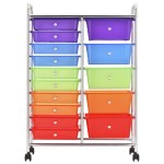 vidaXL Cărucior depozitare mobil cu 15 sertare XXL multicolor plastic vidaXL Cărucior depozitare mobil cu 15 sertare XXL multicolor plastic