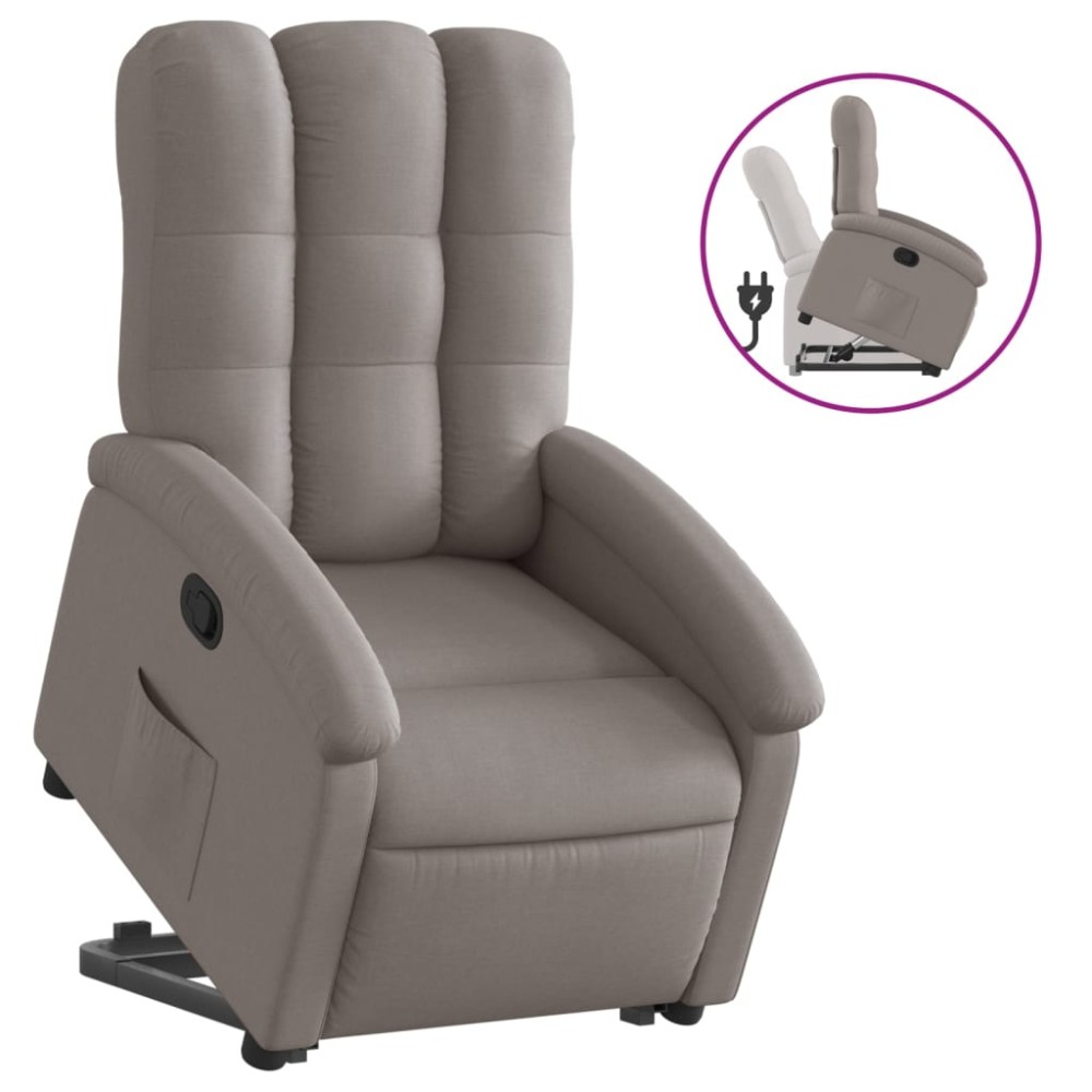 vidaXL Fotoliu rabatabil cu ridicare pe verticală, gri taupe, textil