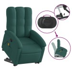 vidaXL Fotoliu rabatabil de masaj, cu ridicare, verde închis, textil