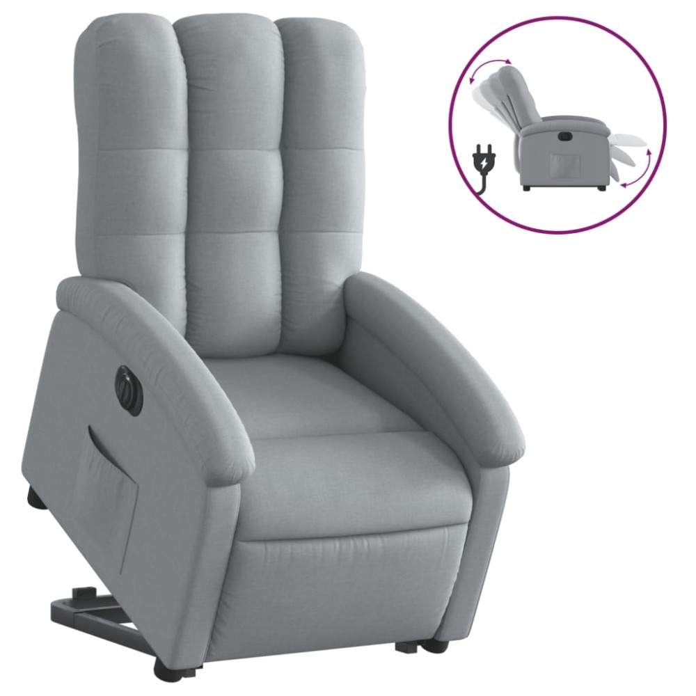 vidaXL Fotoliu electric rabatabil cu ridicare, gri deschis, textil