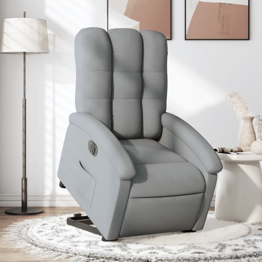 vidaXL Fotoliu electric rabatabil cu ridicare, gri deschis, textil
