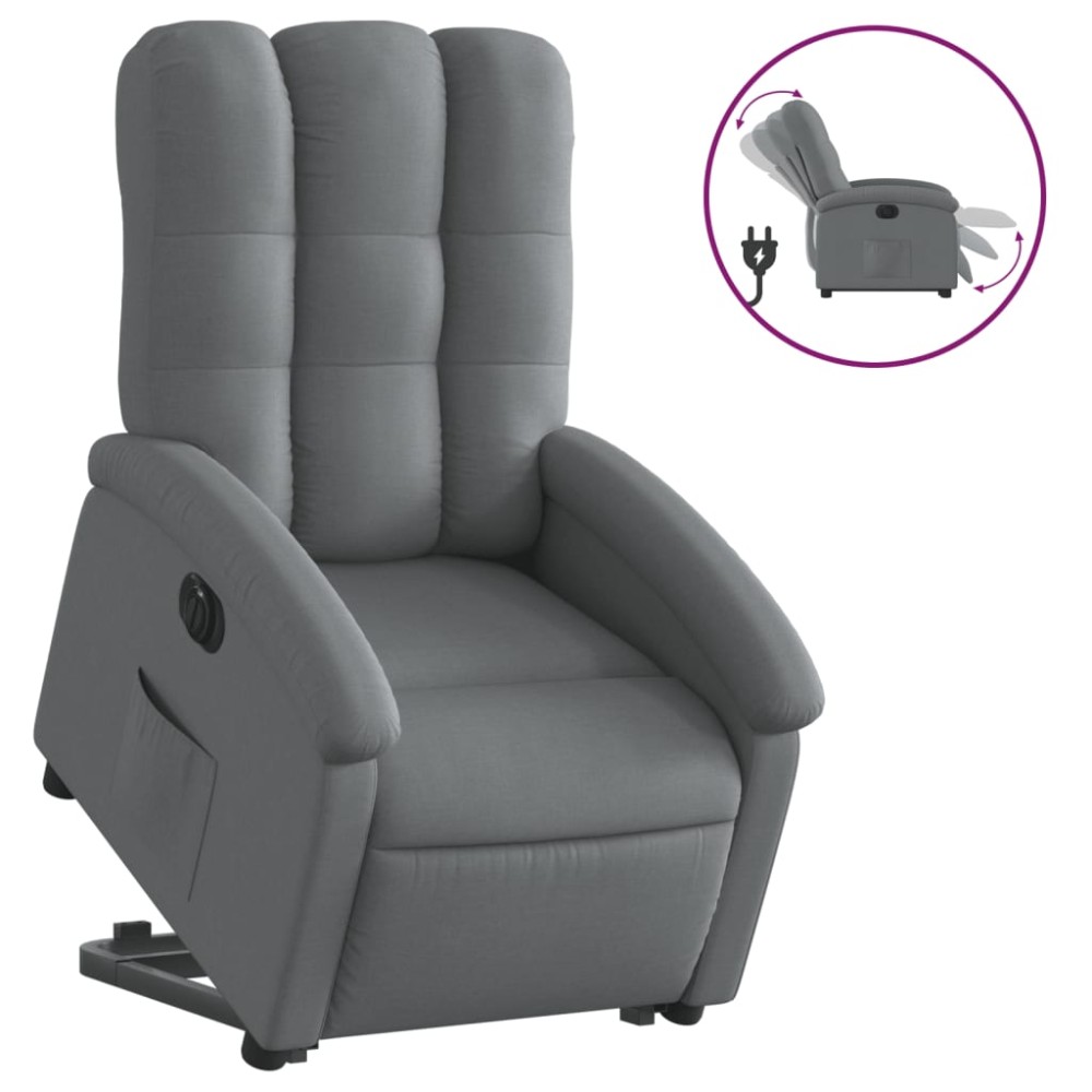 vidaXL Fotoliu electric rabatabil cu ridicare, gri închis, textil