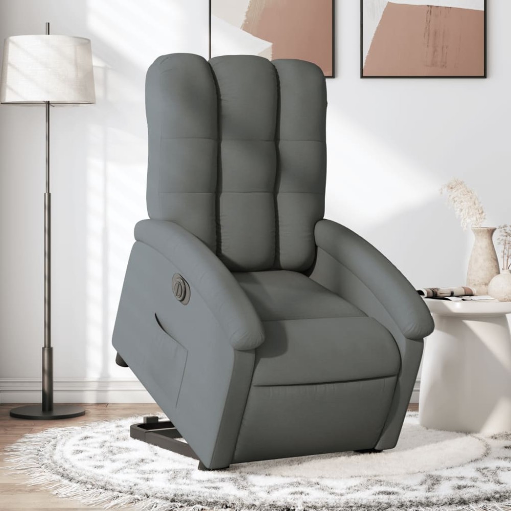 vidaXL Fotoliu electric rabatabil cu ridicare, gri închis, textil