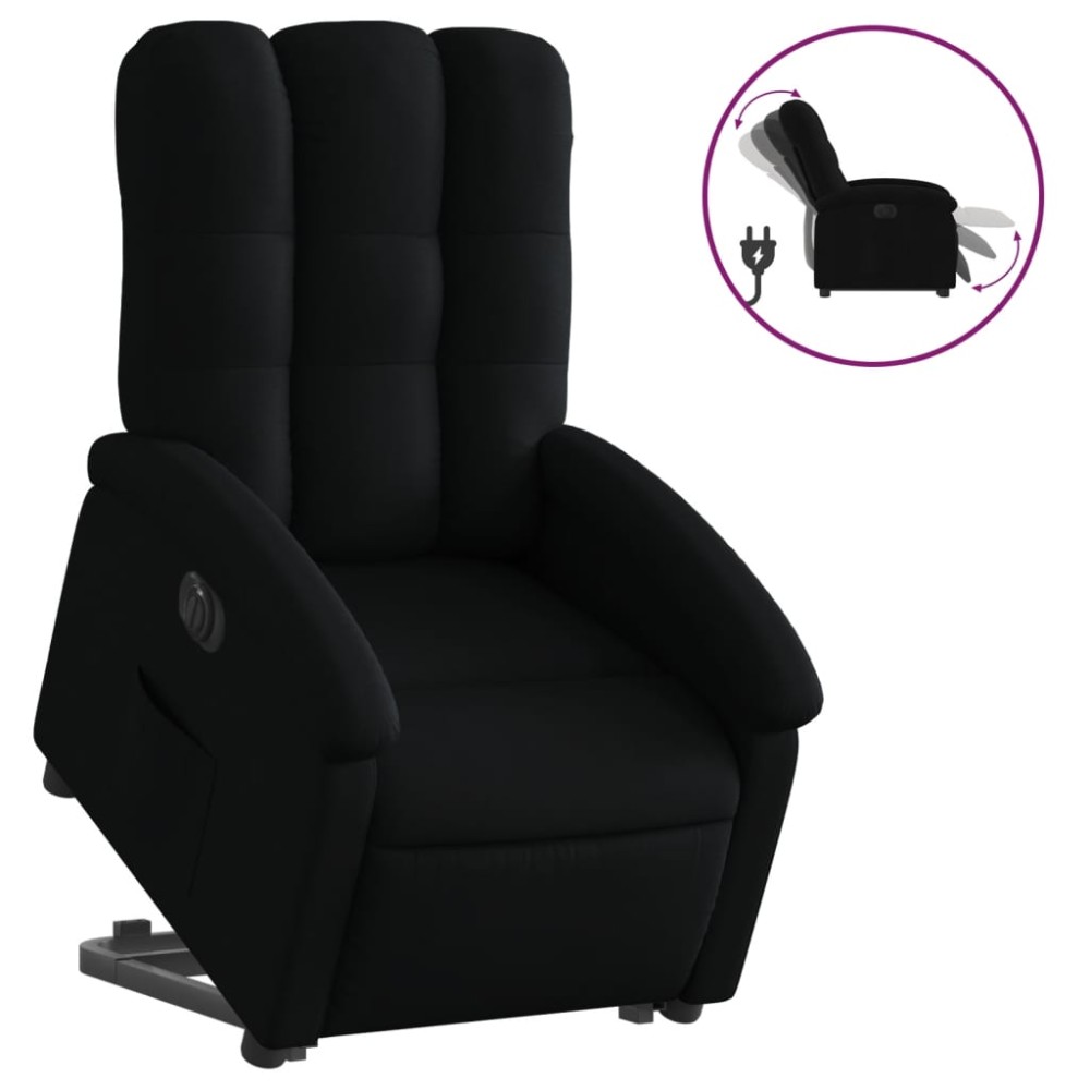 vidaXL Fotoliu electric rabatabil cu ridicare, negru, textil