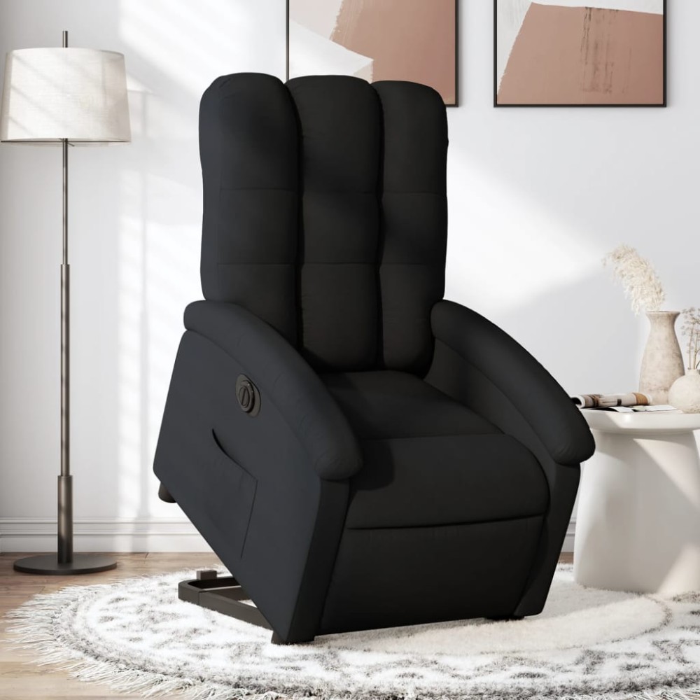 vidaXL Fotoliu electric rabatabil cu ridicare, negru, textil