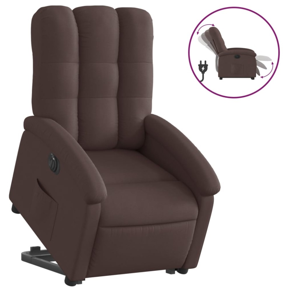 vidaXL Fotoliu electric rabatabil cu ridicare, maro închis, textil