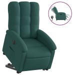 vidaXL Fotoliu electric rabatabil cu ridicare, verde închis, textil