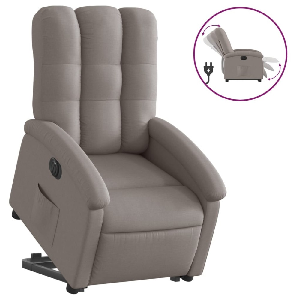 vidaXL Fotoliu electric rabatabil cu ridicare, gri taupe, textil