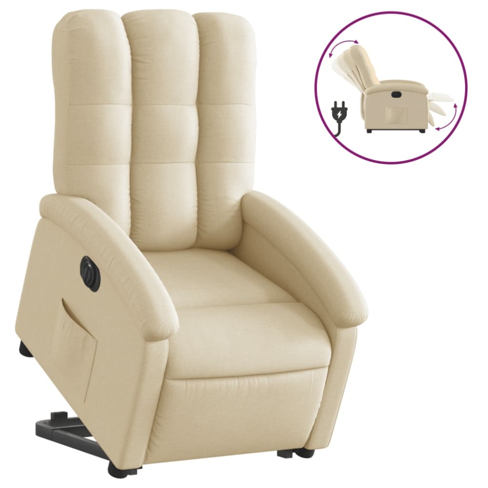 vidaXL Fotoliu electric rabatabil cu ridicare, crem, textil